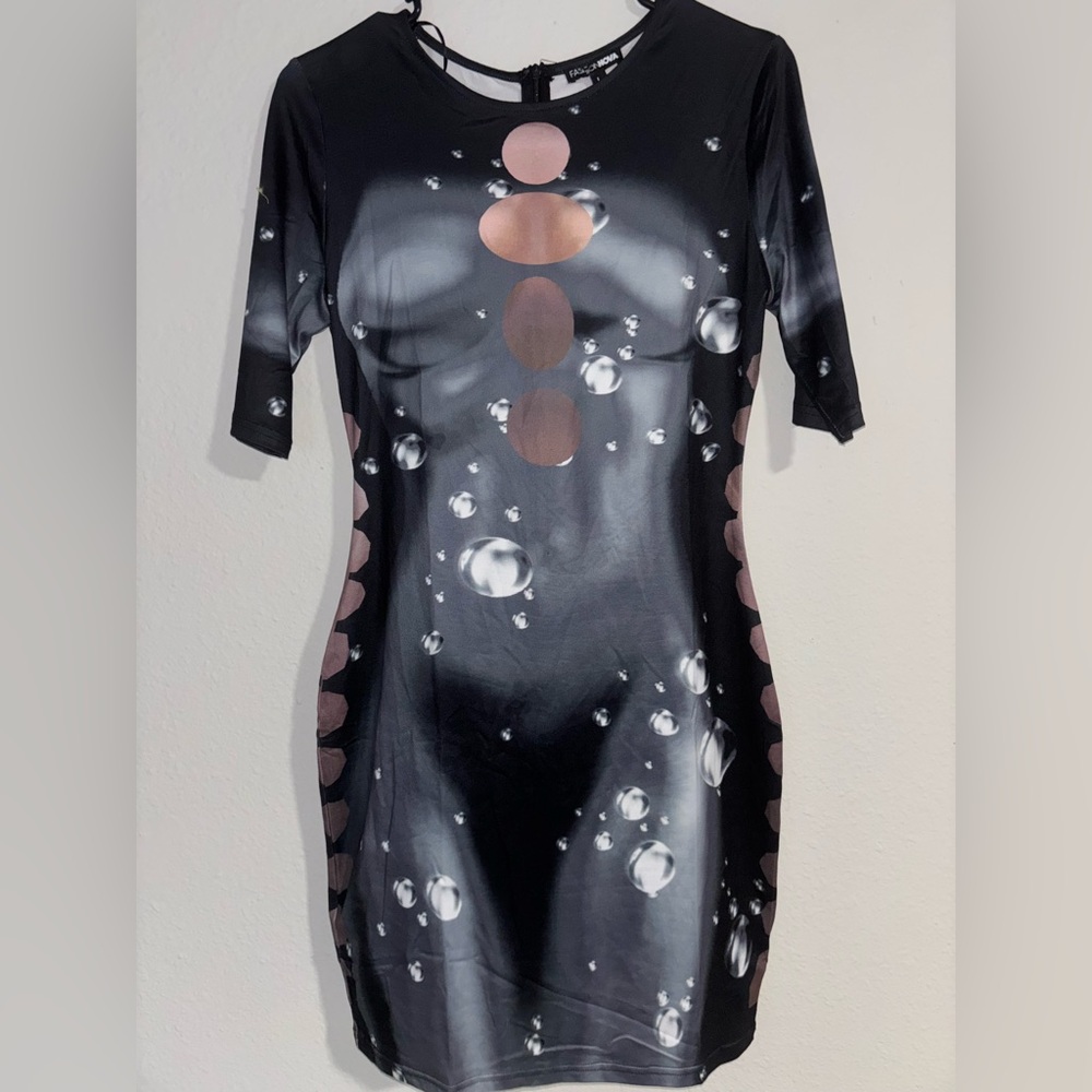 Black and Brown Bubble Print Dress